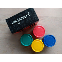 Vingerverf 4 potjes: blauw, groen, rood en geel